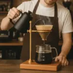 ⁦طقم V60 + حامل ذهبي بقاعدة خشبيه⁩ - الصورة ⁦3⁩